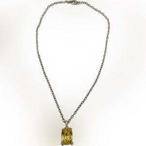 Judith Ripka canary yellow crystal and diamond pendant